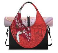 Geisha Japan - Bolsa deportiva para mujer con compartimento para zapatos, bolsa japonesa para fin de semana, bolsa de equipaje para gimnasio, yoga, viajes, color, L, Bolsa de viaje