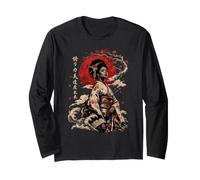 Geisha Japonesa Floral Negro Afro American Black History Manga Larga