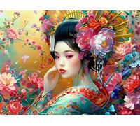 Geisha Japonesa Rompecabezas 1000 Piezas Cartón para Niños Mayores 14 Años Entretenimiento Casa Antiestrés Detalle San Valentín Detalle Único Original 1000 PCS