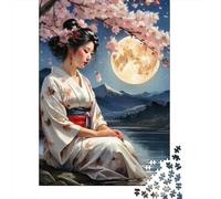 Geisha Moonlight Rompecabezas para Adultos Sakura Lake 1000 Piezas Papel Reciclado para Adultos Rompecabezas para Adultos Juego Educativo Y Desafiante 38x26cm/1000pcs