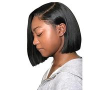 Geisha - Peluca de encaje frontal transparente, sin pegamento, pelo humano con línea precortada, pelucas brasileñas para mujeres negras, color negro (negro, 10)