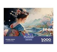 Geisha with Ornate Kimono 1000 Pcs Stabiler Karton Puzzle Traditional Beauty Stressabbau Familienspiel Puzzles Als Wohnaccessoires 70x50cm/1000pcs