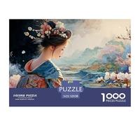 Geisha with Ornate Kimono 1000 Stück Premium-Karton Puzzle Traditional Beauty Lebendige Bilder Familienspiel Puzzles Für Erwachsene Und Kinder 52x38cm/1000pcs
