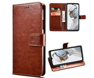 GEJEFA Funda para DOOGEE Vmax Plus/Vmax Pro 2024, Funda de Premium PU Cuero + Interior TPU Anti-Choque con Ranura para Tarjeta[Soporte Plegable][Cierre Magnético], Marrón