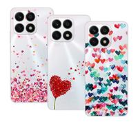 GEJEFA Funda para Honor X8a, (3 Pack) Transparente TPU Carcasa Delgado Anti-Choques con Dibujo de Corazón Funda para Honor X8a