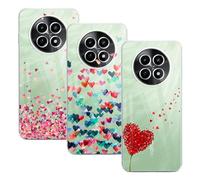 GEJEFA Funda para Realme 12/12X 5G (3 Pack) Transparente TPU Carcasa Delgado Anti-Choques con Dibujo de Corazón