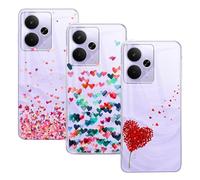 GEJEFA Funda para Realme 14 5G/Realme 14T 5G/Realme P3 5G, (3 Pack) Transparente TPU Carcasa Delgado Anti-Choques con Dibujo de Corazón Funda