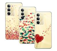 GEJEFA Funda para Realme C75 4G/Realme 14x 5G, (3 Pack) Transparente TPU Carcasa Delgado Anti-Choques con Dibujo de Corazón Funda para Realme C75 4G