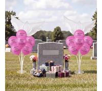 Gejoy 2 juegos de globos funerarios conmemorativos, 12 globos de látex de recuerdo rosa y soporte, 2 globos de paloma de la paz para celebración de la vida, fiesta de cumpleaños en el cielo