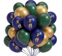 Gejoy Juego de 60 globos de látex estilo tartán a cuadros para baby shower, de 12 pulgadas, azul oscuro, verde y dorado, globos a cuadros a granel para baby shower, safari, fiesta de cumpleaños