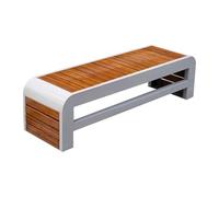 GEK208130 Banco de jardín Banco de Acero for jardín al Aire Libre, sin Respaldo, Superficie de Silla de Madera de bambú, for balcón, terraza, Silla de Ocio Banco Exterior(Pequeño)