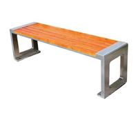 GEK208130 Banco de jardín Banco de Exterior con Estructura de Acero Inoxidable en Zigzag y Asiento de Madera for Patio Banco Exterior(Grande)