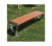 GEK208130 Banco de jardín Banco de Exterior con Patas Cruzadas, Marco de Acero Inoxidable y Placa de Asiento de Madera for Patio Banco Exterior(Grande)