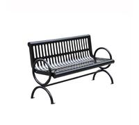 GEK208130 Banco de jardín Banco de Exterior con Respaldo de Acero Inoxidable Negro for Varias Personas, Banco de Parque de 1,2/1,5/1,8 Metros Banco Exterior(Pequeño)