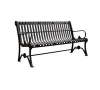 GEK208130 Banco de jardín Banco de jardín con Respaldo, Asiento de Exterior de Hierro for Varias Personas, for balcón, Patio, Porche y solárium, Color Negro Banco Exterior(Medio)