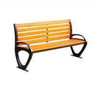 GEK208130 Banco de jardín Banco de Parque for Exteriores con Patas de Silla de Aluminio y Asiento de Madera, con Respaldo Doble Banco Exterior
