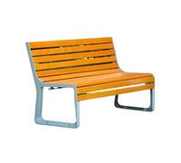 GEK208130 Banco de jardín Silla de Parque con Respaldo, Banco for Exteriores, Marco de Aluminio, Asiento de Madera, Zona de Descanso Banco Exterior(Pequeño)