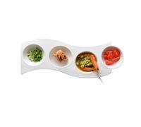 GEK208130 Cocina Cuenco de cerámica for aperitivos for el hogar, 4 cuencos creativos, plato de inmersión for postre occidental, cuenco for salsa con múltiples compartimentos Tazones para mojar