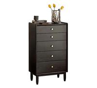 GEK208130 Dormitorio Cajonera Alta con Almacenamiento Cómoda de Dormitorio Madera Maciza contra la Pared Fresno Negro 5 cajones for Pasillo, Entrada Torre de Almacenamiento