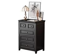 GEK208130 Dormitorio Cajonera de Gran Capacidad, cómoda Madera Maciza con 5 cajones, cajonera Vintage Negra for mesita Noche, Almacenamiento for Sala Estar y Dormitorio Torre de Almacenamiento