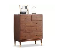 GEK208130 Dormitorio Cajonera de Madera Maciza, tocador Dormitorio, Organizador cajones Almacenamiento, Armario, Pasillo, Estilo Americano con 5, Nogal Torre de Almacenamiento