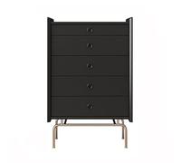 GEK208130 Dormitorio Cómoda de 5 cajones, cómoda Almacenamiento Madera, Vintage, Mueble pequeño, aparador sofá Acero Inoxidable Torre de Almacenamiento(Negro)