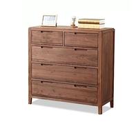 GEK208130 Dormitorio Cómoda de Dormitorio escandinavo Madera Maciza 5 cajones Aparador Sala Estar Gabinete Almacenamiento Nogal Negro for Torre de Almacenamiento