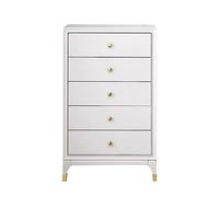 GEK208130 Dormitorio Cómoda de Madera Maciza con 5 cajones, Armario Almacenamiento for Sala Estar, tocador Alto, cómoda for Dormitorio, Blanca Moderna Mango Metal Torre de Almacenamiento