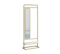 GEK208130 Dormitorio Espejo de Cuerpo Completo Piso a Techo, Espejo tocador Giratorio, Perchero Colgante, Perchero Almacenamiento Simple Integrado for Dormitorio y hogar Decoración(Gold,60cm)