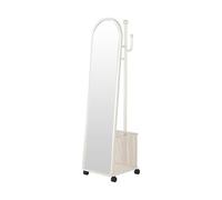 GEK208130 Dormitorio Espejo de Cuerpo Entero con Perchero, Espejo tocador móvil for Dormitorio Espacio Almacenamiento Decoración(Blanco)