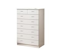 GEK208130 Dormitorio Gabinete de Almacenamiento Madera Minimalista con cómoda 8 cajones for Sala Estar, vestidor Torre de Almacenamiento(Blanco)