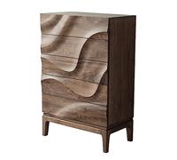 GEK208130 Dormitorio Organizador de Almacenamiento 5 cajones Cómoda Alta y Ancha Cajonera Nogal Negro Moderna for Dormitorio Madera Maciza Completa Torre de Almacenamiento