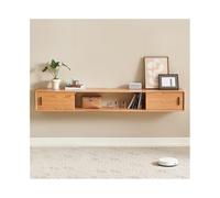 GEK208130 Home - Mueble flotante de roble para TV, mueble de TV montado en la pared, centro de consola de medios de entretenimiento con puertas correderas, estante flotante para TV para sala de estar