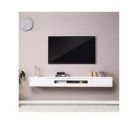 GEK208130 Inicio Consola de TV Flotante con cajones, estantes flotantes for Sala de Estar y Comedor. Gabinete(Blanco,Pequeño)