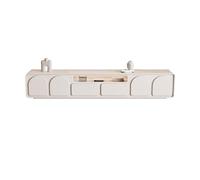 GEK208130 Inicio Mueble de TV Blanco con Esquinas Redondeadas pie, Centro Entretenimiento Moderno y Minimalista for Sala Estar Gabinete