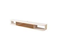 GEK208130 Inicio Mueble de TV Flotante de Pared, Estante de Entretenimiento con Puertas de Vidrio for Sala de Estar y Dormitorio. Gabinete(Blanco)