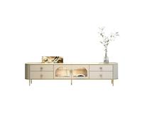 GEK208130 Inicio Mueble de TV Lujo Ligero, Mueble Almacenamiento Retro, Centro Entretenimiento con Acabado losa Piedra Gabinete