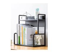 GEK208130 Libreria Estanteria Estantería de Escritorio 2 Niveles, Organizador Metal, Estante Almacenamiento for Dormitorio, baño, Cocina, decoración, Color Negro Estantería(L30*D22*H41.5cm)