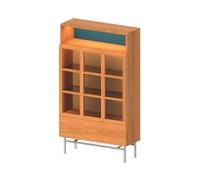 GEK208130 Libreria Estanteria Librería Minimalista con Puertas de Cristal y diseño Retro, Ideal for exhibir Libros, Objetos o como Mueble Auxiliar en la Sala Estar Estudio Estantería