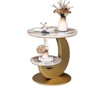 GEK208130 mesas de Café Mesa Auxiliar de mármol de Doble Capa: Mesa de Centro Redonda Minimalista Moderna, Mesa de Esquina Creativa for sofá for Sala de Estar, balcón Minimalista(Gold)