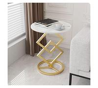 GEK208130 mesas de Café Mesa Auxiliar Redonda, Mesa Auxiliar Moderna con Marco de Metal, Mesa Decorativa for Espacios pequeños, Sala de Estar, Dormitorio, balcón, fácil Montaje Minimalista(Gold)