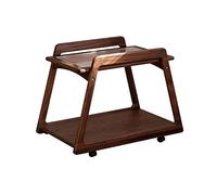 GEK208130 mesas de Café Mesa Auxiliar Retro de Madera Maciza con Ruedas, Soporte for Plantas con Estante Abierto de 2 Niveles, Mesa de Centro, Mesa Auxiliar for sofá con Ruedas Minimalista