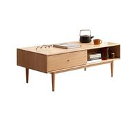 GEK208130 mesas de Café Mesa de Centro con Almacenamiento Doble Cara, cajón Puerta corrediza, Acabado Claro Minimalista