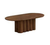 GEK208130 mesas de Café Mesa de Centro Madera con Forma Ovalada, Base estriada, Acabado cálido, decoración for Sala Estar Minimalista