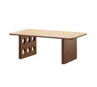GEK208130 mesas de Café Mesa de Centro Madera con Tapa Piedra, Base Cuadrada ahuecada Redonda, 2 tamaños Disponibles Minimalista(Grande)