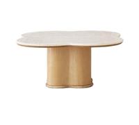 GEK208130 mesas de Café Mesa de Centro Madera Curvada Diseño Moderno Neutro Patas cilíndricas Pieza Central la Sala Estar Minimalista(A,Pequeño)