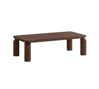 GEK208130 mesas de Café Mesa de Centro Madera Oscura con Patas cilíndricas Tapa Gruesa, diseño rústico Moderno Minimalista