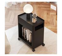 GEK208130 mesas de Café Mesa de Centro pequeña con Ruedas, aparador de Hierro móvil Simple y Moderno for el hogar, Mesa Cuadrada for Sala de Estar, Mesa Auxiliar for sofá Minimalista(Negro)
