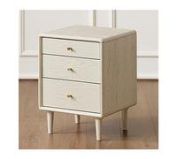 GEK208130 Moderna Mesita de Noche Blanca, mesita de Noche de Tres cajones con Borde Redondeado, Gran Capacidad de Almacenamiento, Muebles de Noche de Madera con Patas elevadas Dormitorio