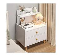 GEK208130 Moderna Mesita de Noche con cajón Doble, Almacenamiento Multicapa, mesita de Noche pequeña, Almacenamiento Simple con Patas elevadas de Madera, Muebles de Noche for Dormitorio Dormitorio(A)